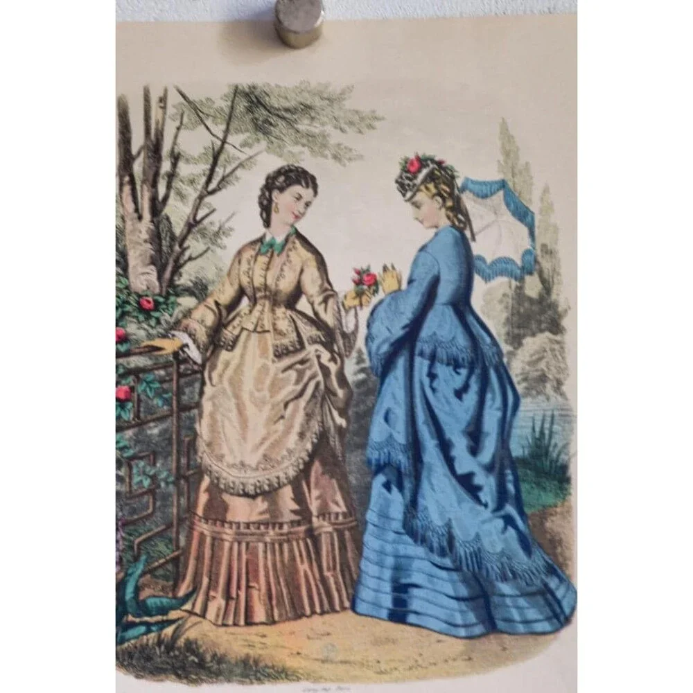 Antique French Fashion Plate Lot of 5, La Mode Illustrée 1870s, Anaïs Toudouze